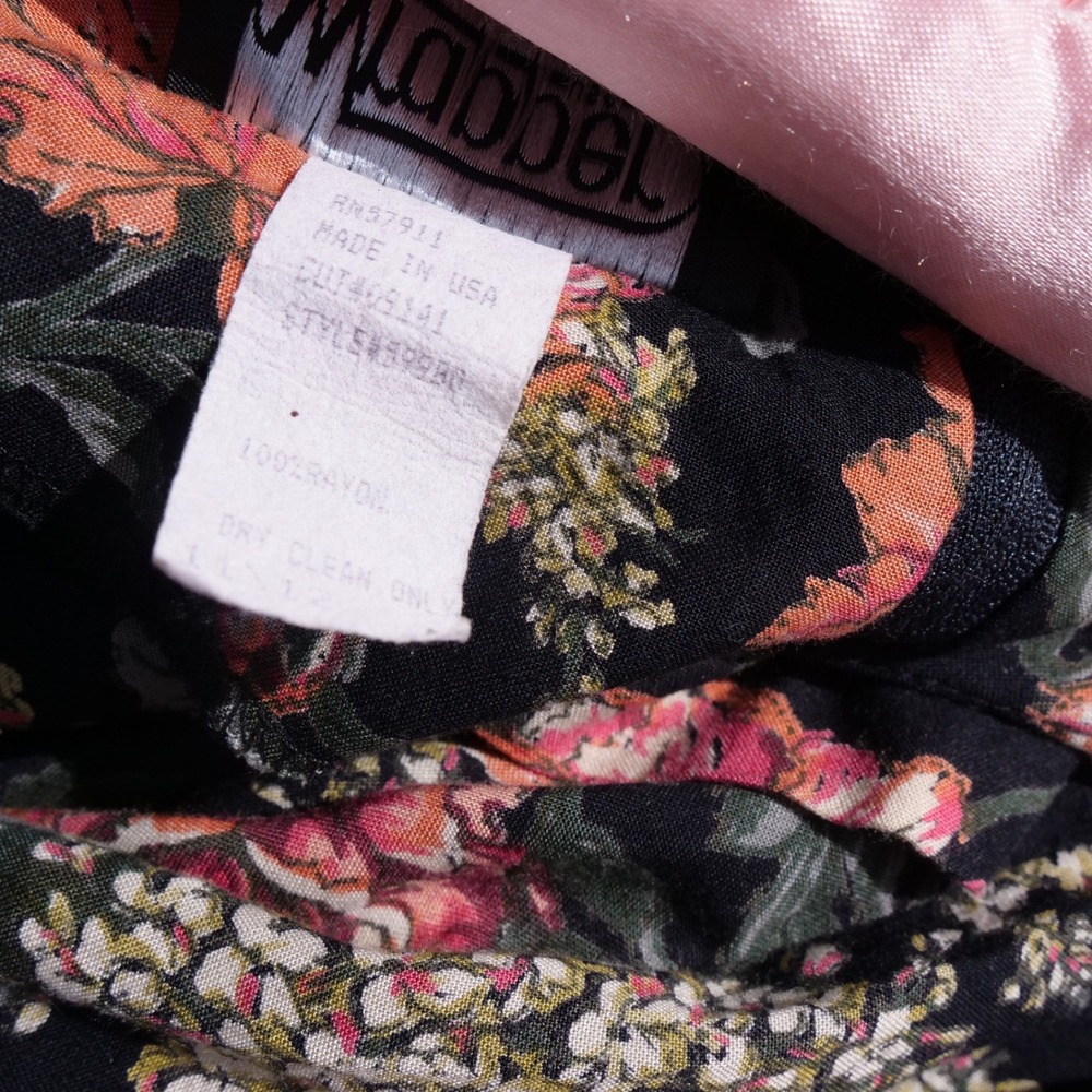 Vintage 90s Wrapper dark floral‎ rayon wide leg jumpsuit - Picture 6 of 8